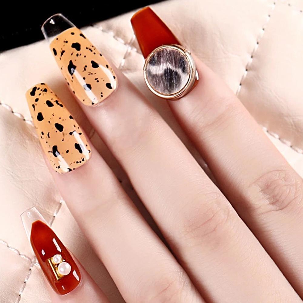 [Elegan] Dekorasi Nail Art 3D 10Pcs/lot Leopard Skin Tiga Dimensi Retro Amber Shell Dekorasi