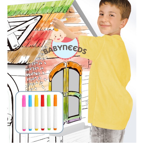 COLOURING KIDS ACIVITY PLAYHOUSE RUMAH KARDUS JUMBO HOUSE