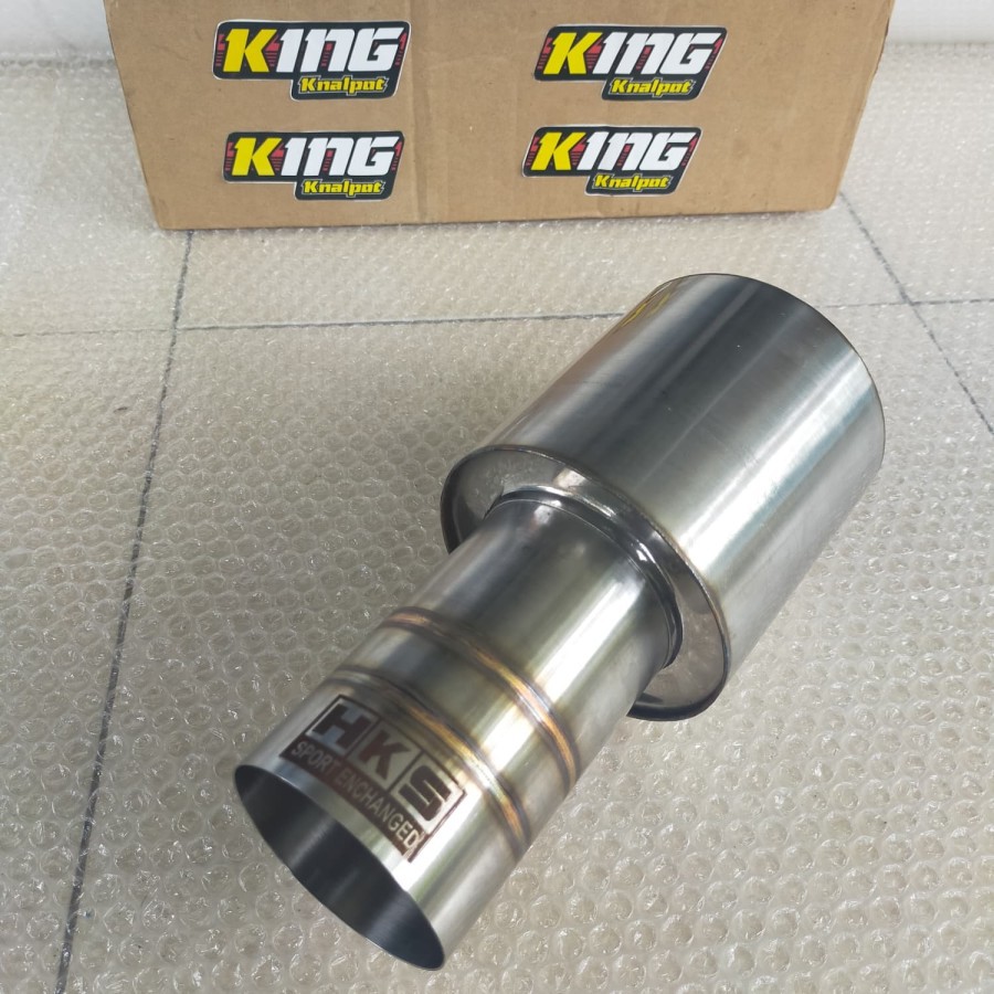 Knalpot Mobil HKS STAINLESS pendek las Argon cacing