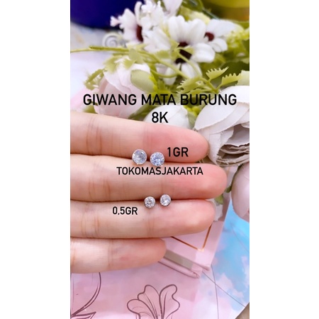 giwang solitaire putih //8k/ 0,50 gr