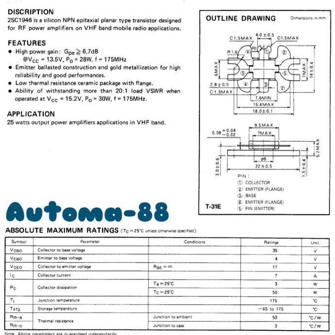 C1946 Transistor Mitshubishi 2Sc1946 C-1946 Tr Rf Pemancar Fm Booster Automa88 Diminati Banget