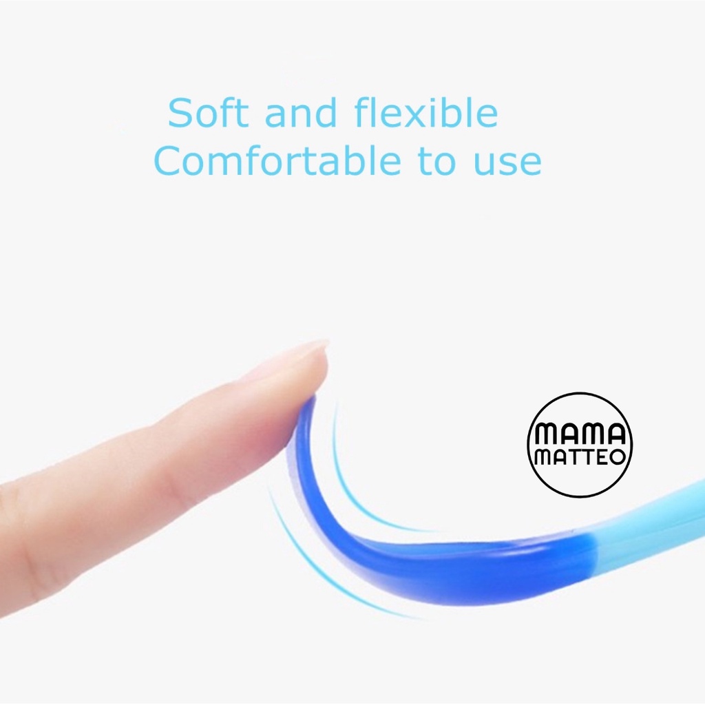 Sendok Garpu Makan Bayi Silikon Dot / Spoon Fork Lentur Baby Kids Silicone MPASI Anak Sensor Warna Kuning Biru Orange