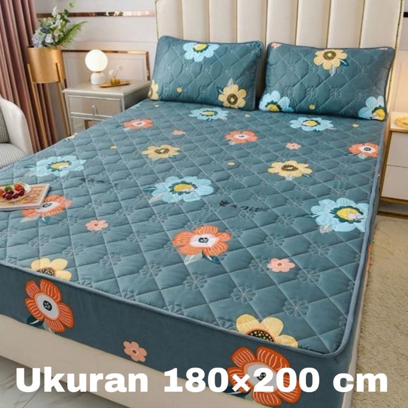 Sprei Waterproof ( Plus Sarung Bantal 2pcs ) Sprei protektor Sprei anti bocor ukuran 160x200 &amp; 180x200cm