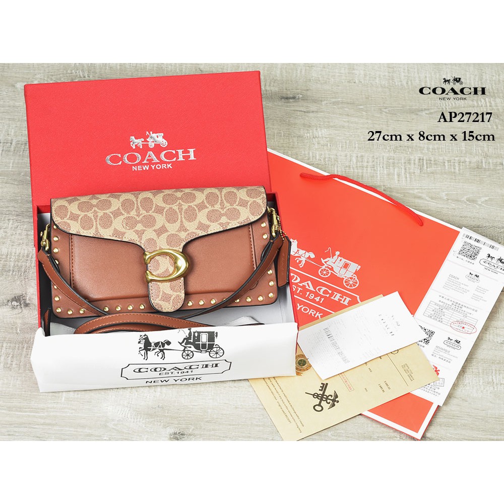 SUPPLIER TAS BRANDED Tas Coach Tabby 26 Shoulder Signature Flap Stud COKLAT MUDA Semi Premium AP2721