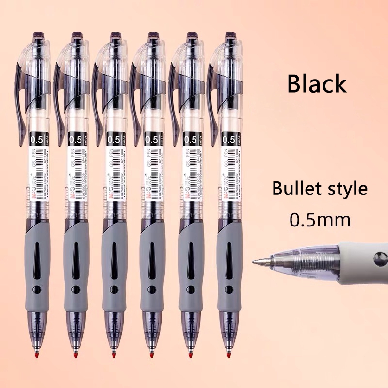 M&amp;G 0.5mm Black / Red Push Type Gel Pen Transparent Case Student Carbon Signature Pen GP1008