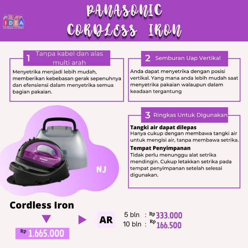 SETRIKA UAP NONKABEL PANASONIC