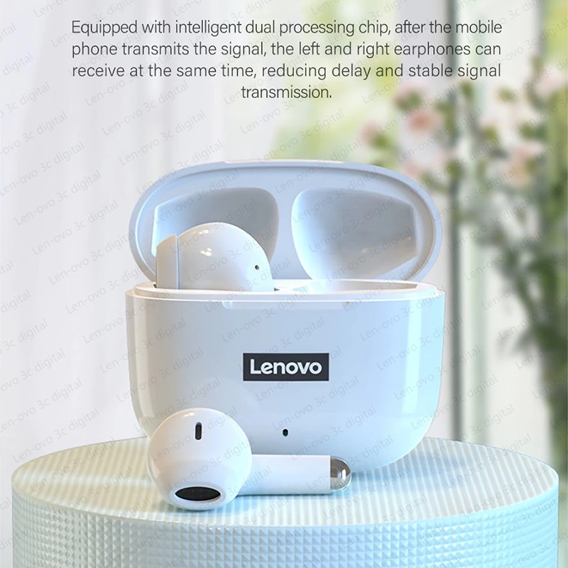 Asli Lenovo LP40s TWS Wireless Earphone Bluetooth 5.0 Dual Stereo Pengurangan Kebisingan Bass Kontrol Sentuh Siaga Panjang 230 mAh