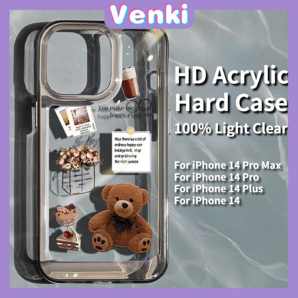 iPhone Case HD Acrylic Hard Case HD Metal Button Protection Camera Shockproof Doll Bear Cartoon Cute Compatible For iPhone 14 Pro Max 14 Plus 13 Pro Max 12 Pro Max 11 XR 7Plus