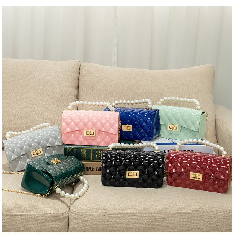 JX 341 - Tas Jelly Mutiara Ukuran Besar Muat HP - Tas Pesta Wanita - Tas import Terbaru