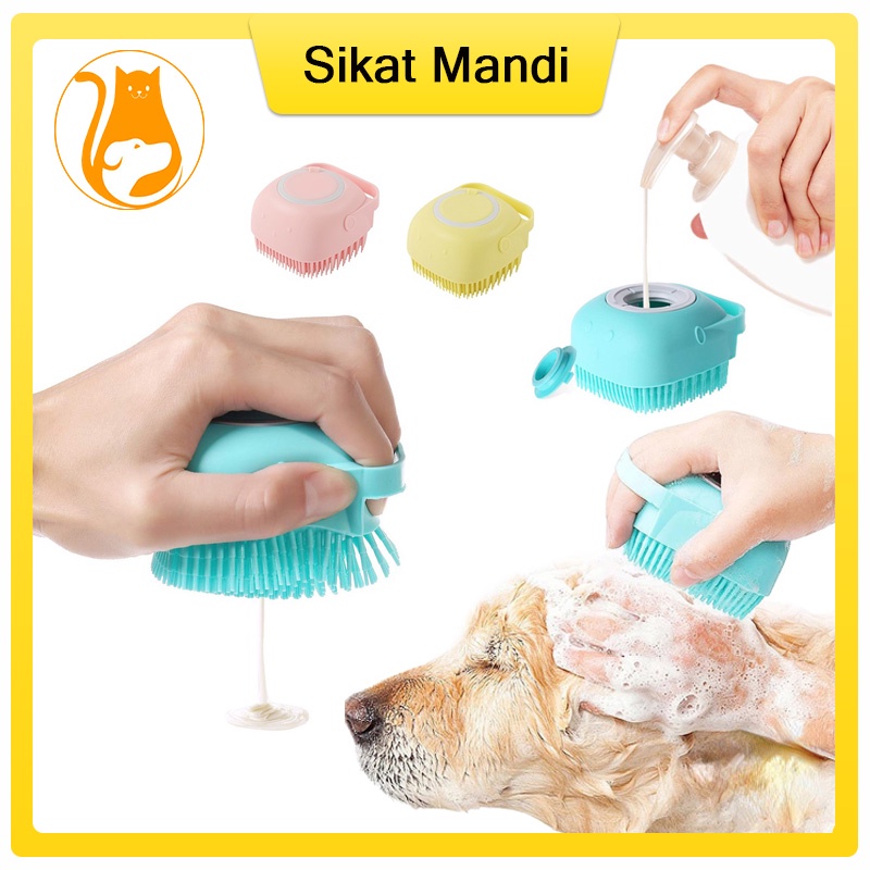 Hugopet Sikat Mandi Silikon Kucing Anjing/Sikat Bulu Karet Sisir Bulu Kucing/Pet Brush Grooming/Sikat Mandi Hewan Isi Sabun/Sikat Badan Silikon/Spons Mandi