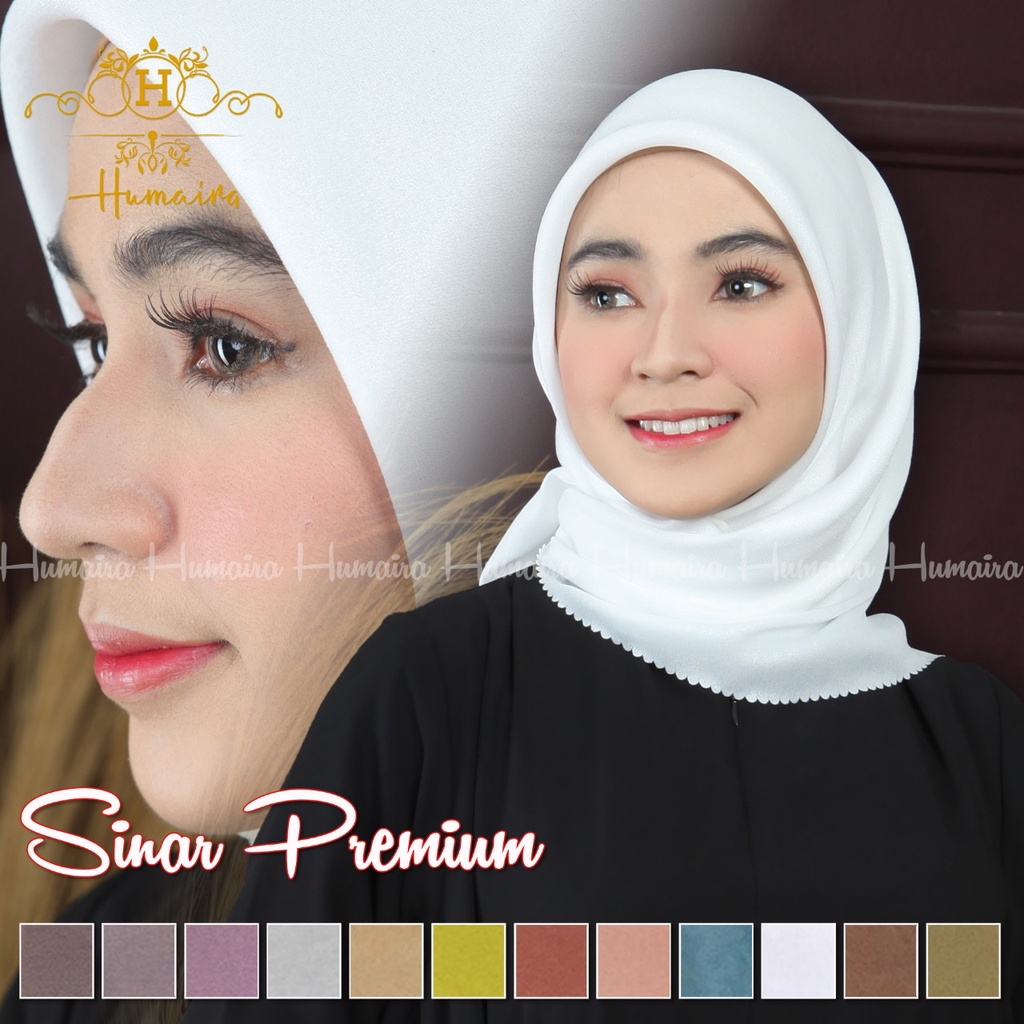 Hijab muslimah segi empat sinar premium polos