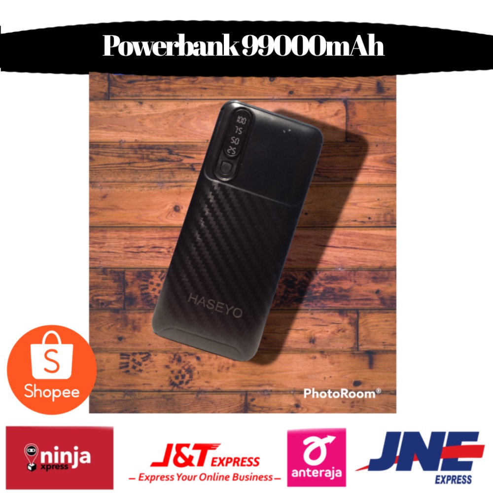 Powerbank haseyo 99000mAh terbaru 3 port output HITAM