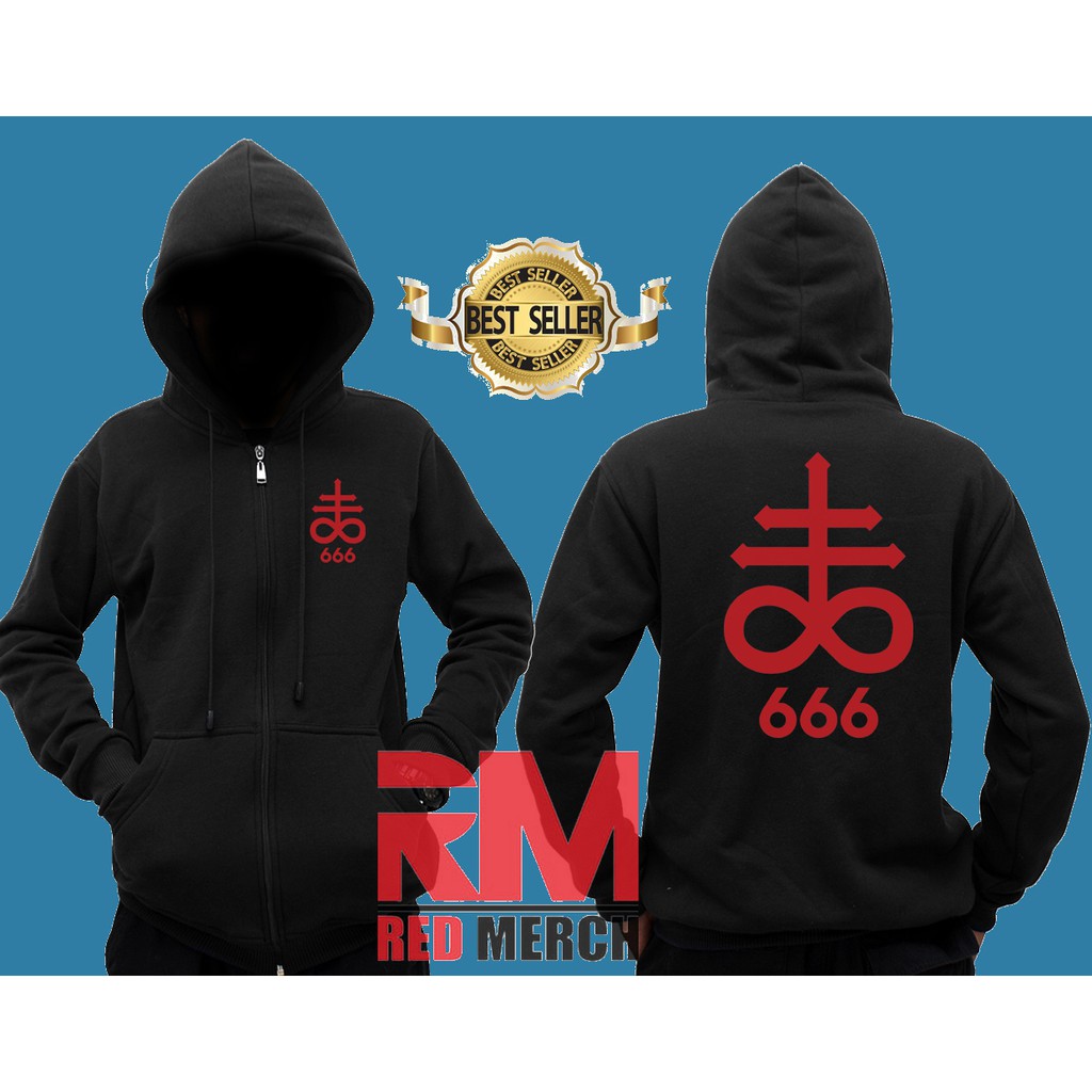 Jaket Hoodie Zipper logo 666 satanic stanic 666 - Red Merch - Red Merch