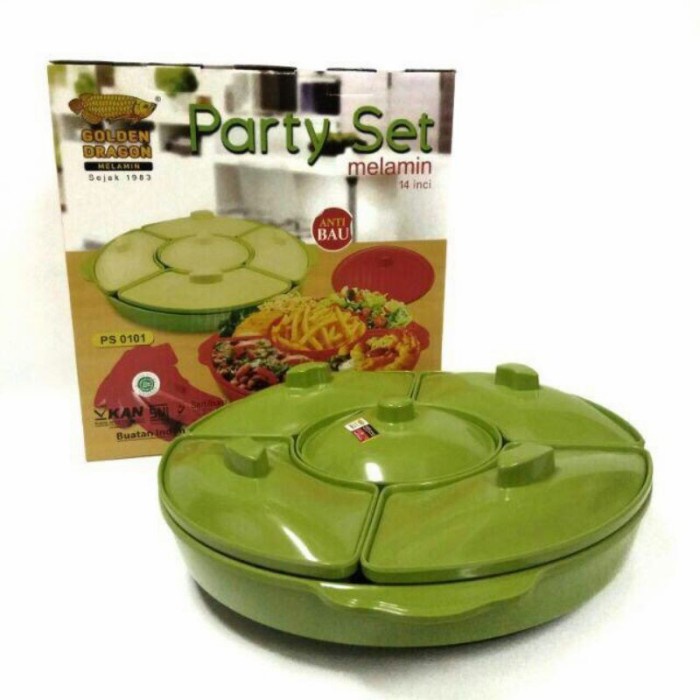 Saji Prasmanan - Party Set Melamin Ps-0101/Prasmanan Set Golden Melamin-Hijau Tua