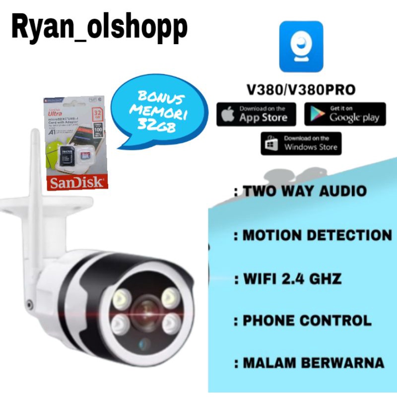 PROMO PAKET IP CAMERA CCTV WIFI WIRELESS OUTDOOR 5MP V380 + MEMORI 32GB IP KAMERA CCTV WIFI WIRELESS