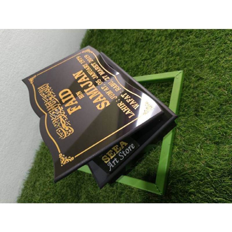 BATU NISAN MAKAM KUBURAN MODEL BUKU DUDUKAN FULL GRANIT TILE + PACKING KAYU