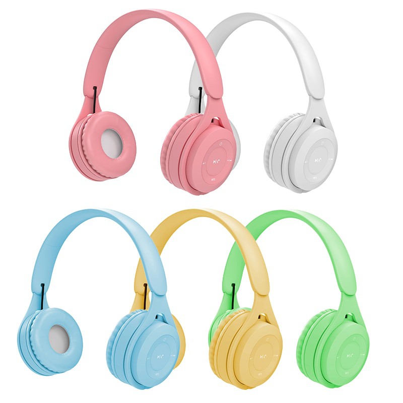 Headphone Gaming Bluetooth + Free Kabel Jack 3.5mm - Headset Wireless Macaron Extra Bass