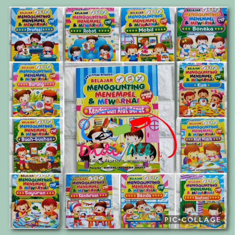 

10 Pcs Buku Aktifitas Kreatif Belajar Menggunting Menempel & Mewarnai Untuk Paud & TK 1 Set