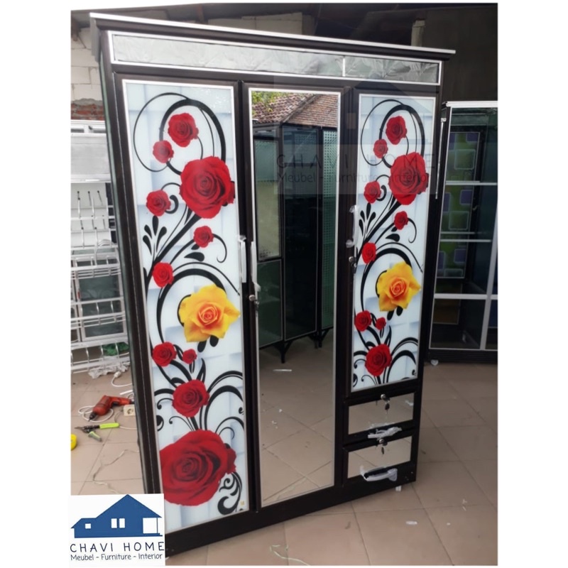 lemari pakaian lemari baju lemari aluminium 3 pintu termurah anti rayap