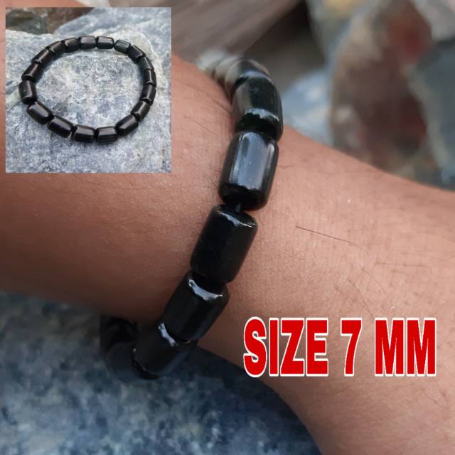 Promo Gelang Natural Black Jade Tabung 7mm Super Terapi