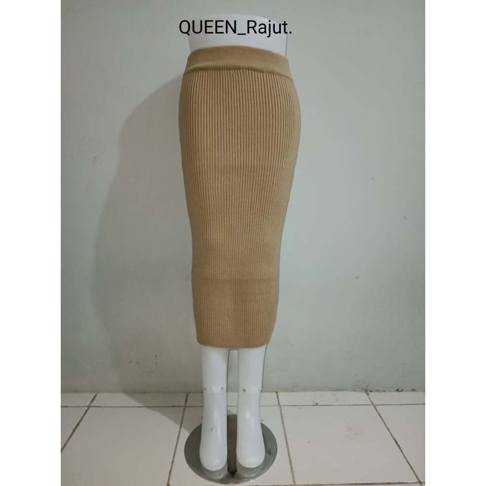 ROK SPAN RAJUT/ROK SPAN KNITTED/ROK PANJANG DAN ROK 7/8 PREMIUM-MOCCA