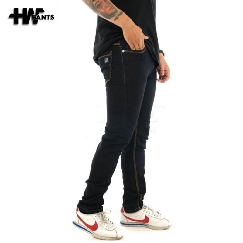 Celana Jeans Pria Panjang - Skinny slim fit pria blue black - Bahan Soft Jeans