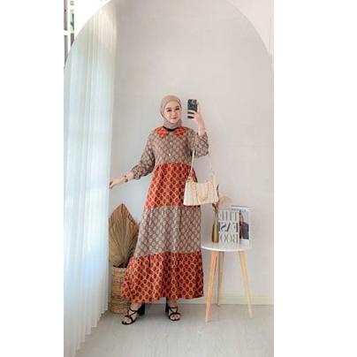 Harga Murah.. Daster Andin Midi Dress Best Seller Combi Gucci Busui Rayon Super Grade A Ori