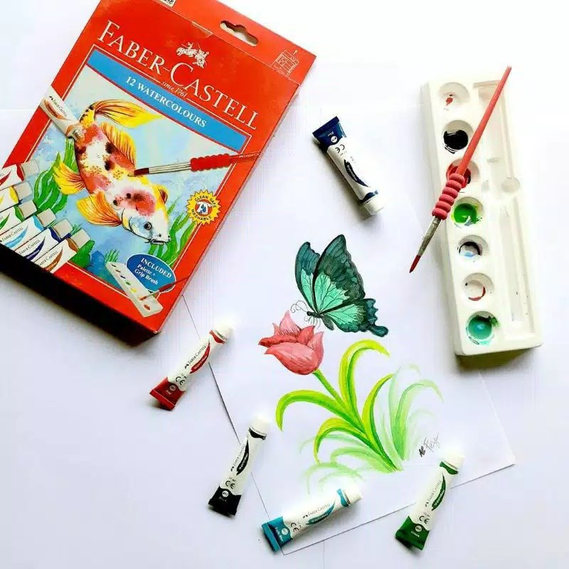 

Watercolours 12 Warna/Cat Air 12 Warna Faber Castell FREE Palet & Kuas
