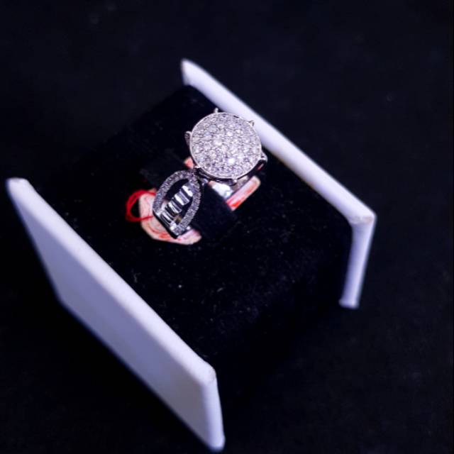 Cincin cewe emas putih berlian eropa asli