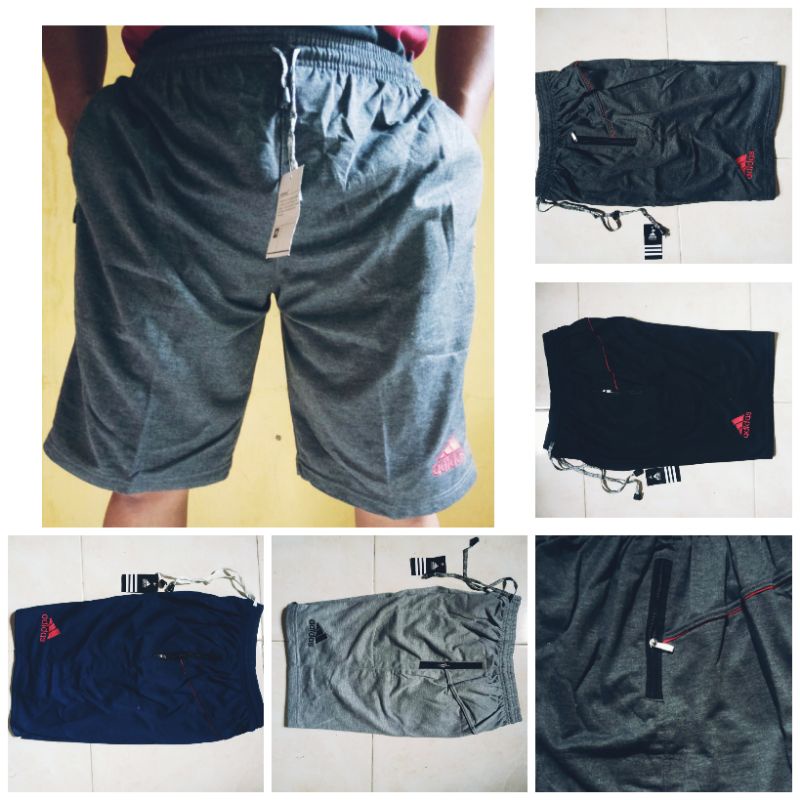 Celana Pendek Training ADIDAS Dewasa Pria Wanita Baby Terry Kantong Resleting Celana Senam Celana Sa