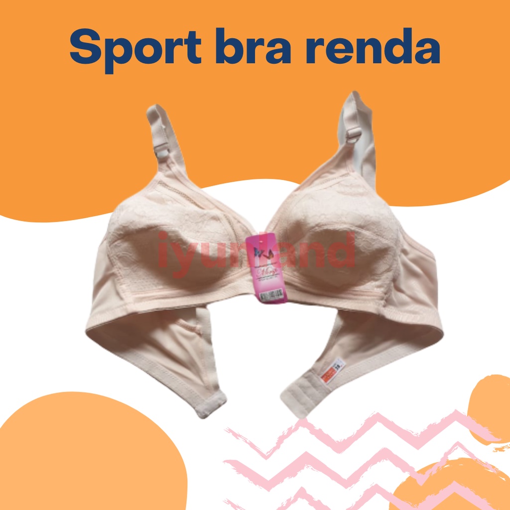 Bra Sport Push Up Renda Bahan Elastis untuk Wanita nyaman elastisitas