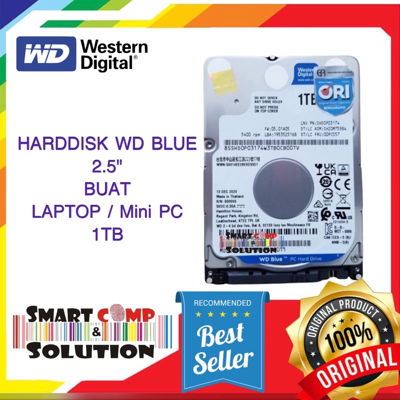 Harddisk (HDD) Internal WD Blue 2.5&quot; 1TB