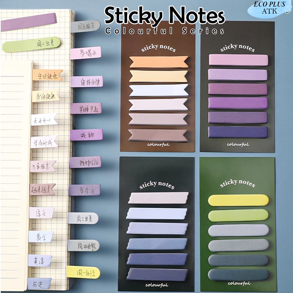 Sticky Note 120Lembar Solid Color Morandi Pembatas Buku Catatan Sekolah Kantor