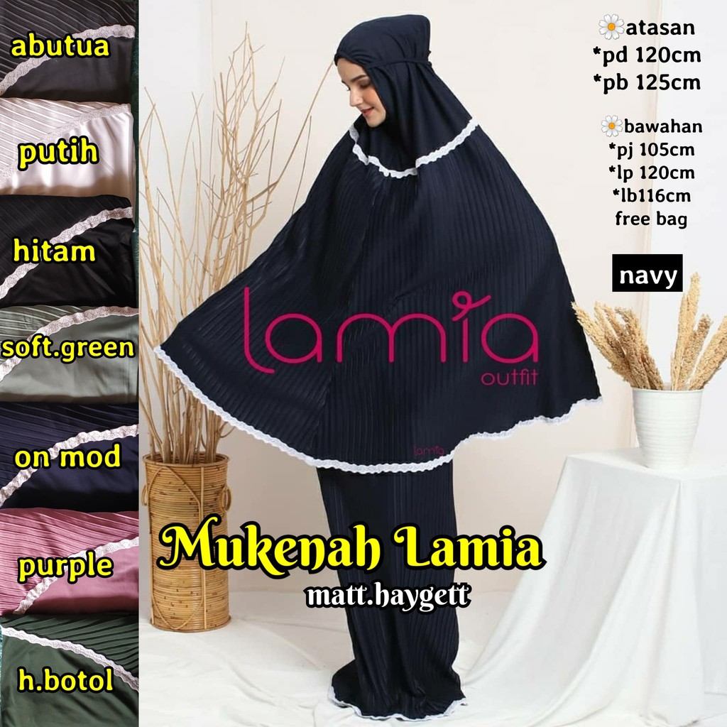 mukenah plisket dewasa lamia/mukena dewasa plisket kombi renda/mukena plisket lamia