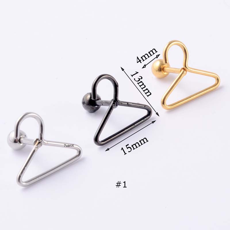 1 Piece Spring Hanger Shape Stainless Steel Helix Upper Lobe Piercing Earrings Stud