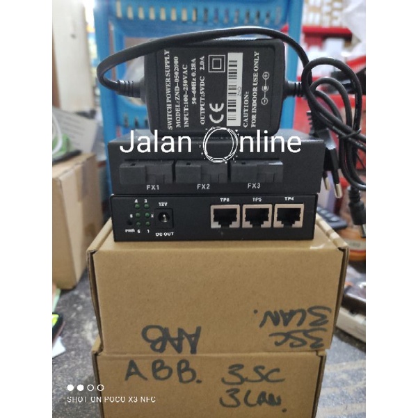 Media Converter 3 FO 3 Lan Ethernet Switch Fiber FO