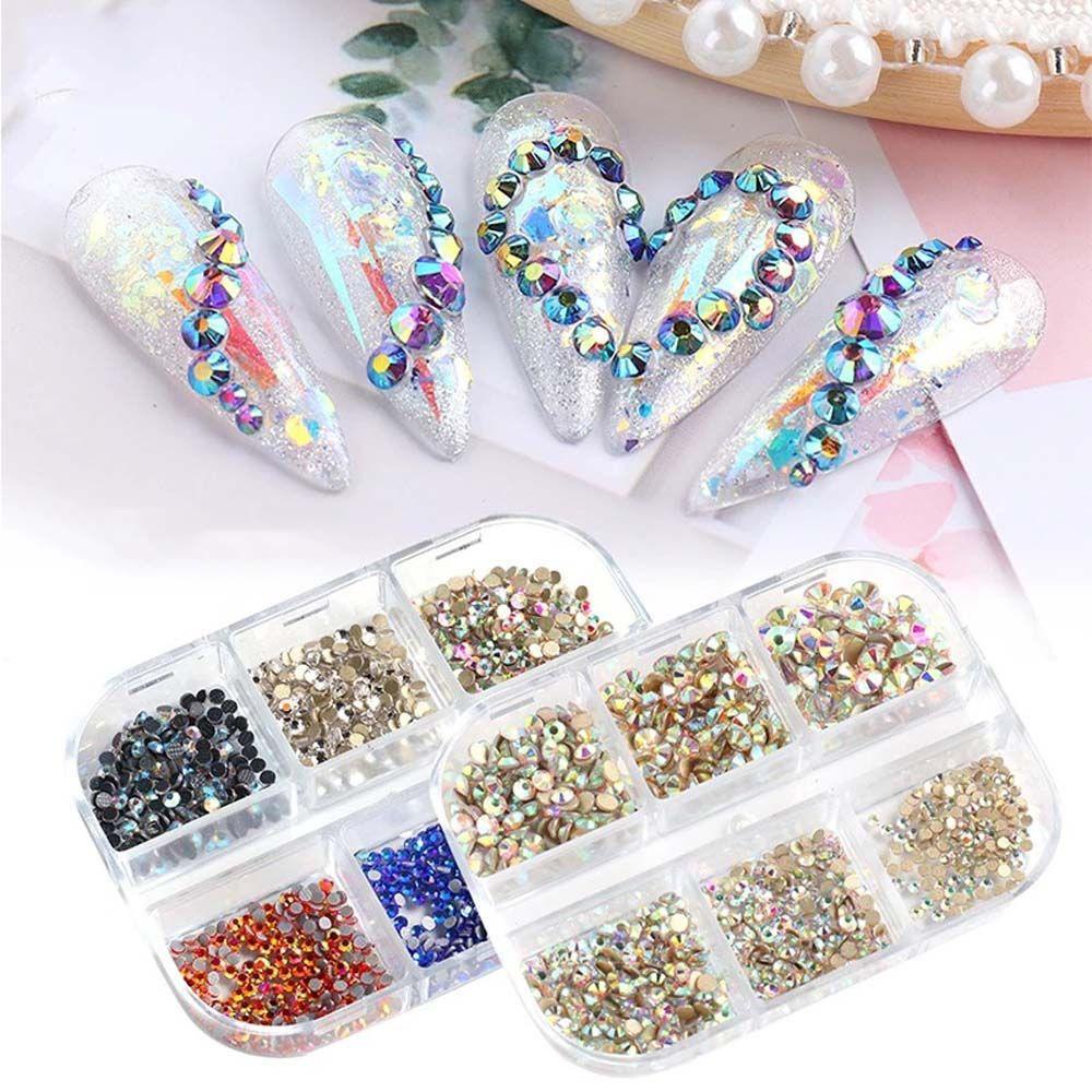 AUGUSTINA Agustina Nail Art Rhinestones Akrilik Berlian Tidak Teratur Manik-Manik Datar Kembali Perhiasan Kristal DIY Dekorasi Nail Art