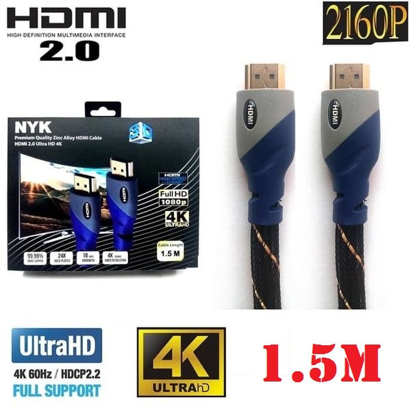 Kabel NYK Cable HDMI Premium Zinc Alloy 4K V2.0 Support 2160P 1.5M
