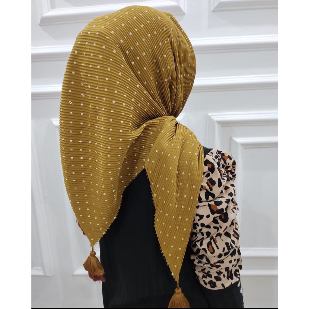 TERBARU SEGIEMPAT PLISKET POLKADOT / HIJAB SEGI EMPAT BANDUL / SEGIEMPAT INSTAN / JILBAB SEGI 4 MOTI