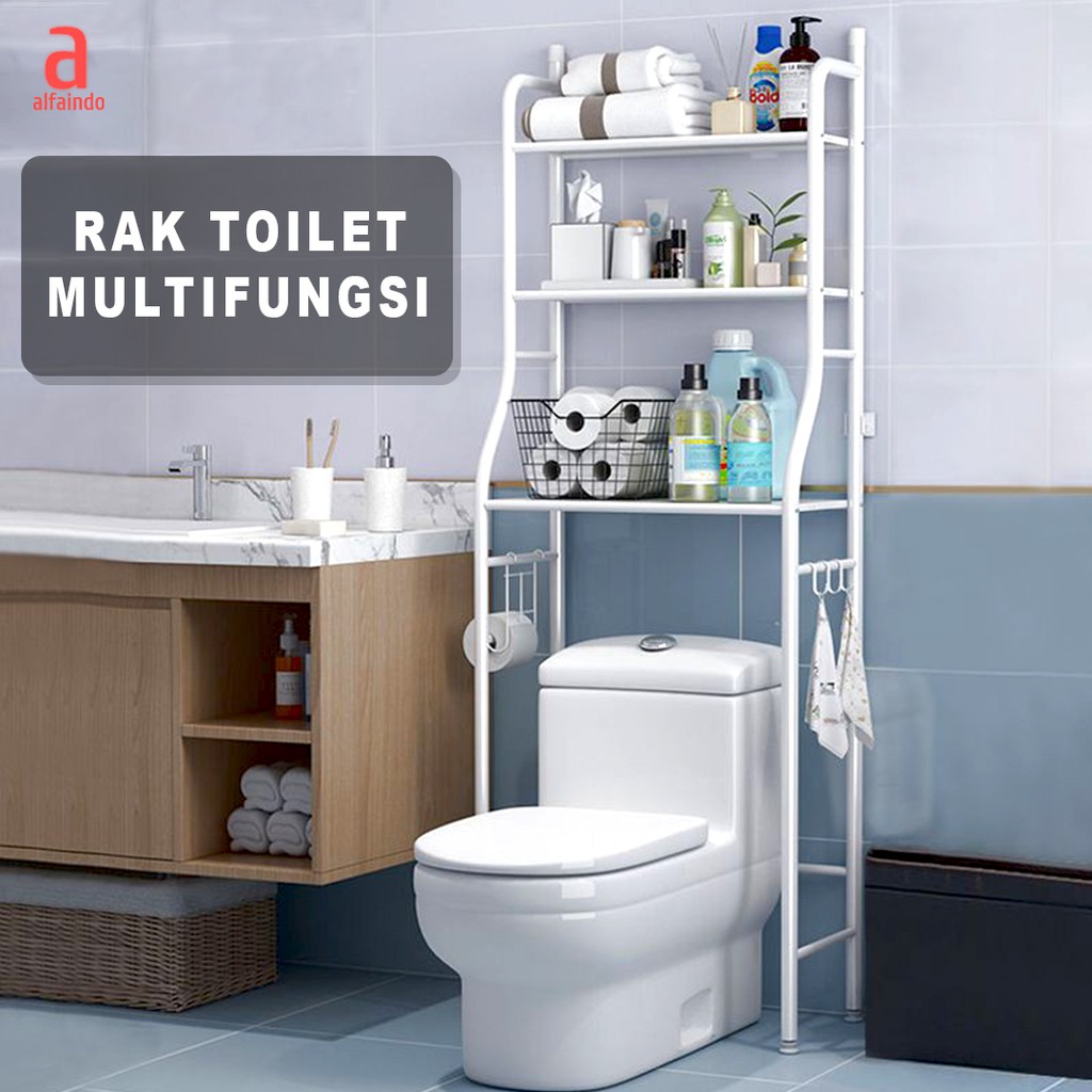 Alfaindo Rak Kamar Mandi Mesin Cuci Toilet Organizer Besi RM003 Kuat Awet