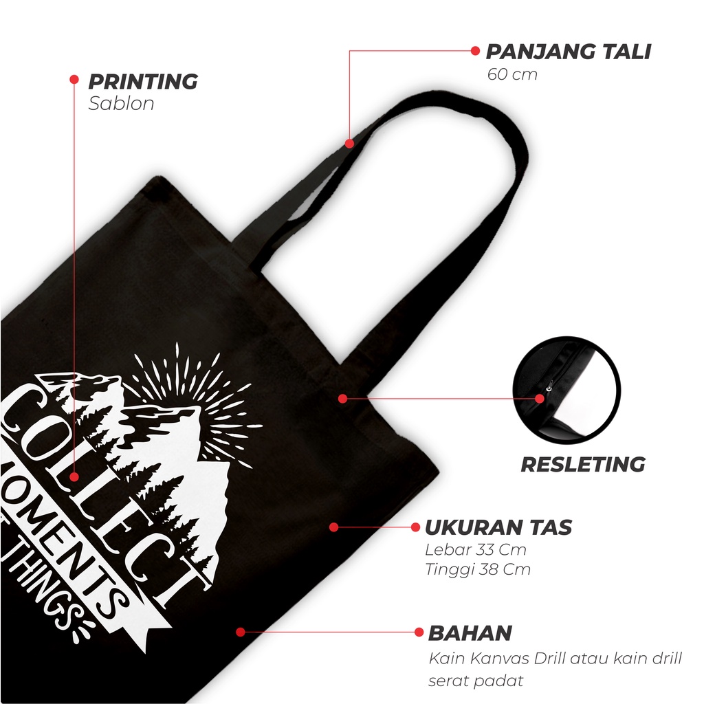 Sevine Totebag Tas Wanita Tote bag Resleting Girl Quotes Black Series Hitam - TQ4