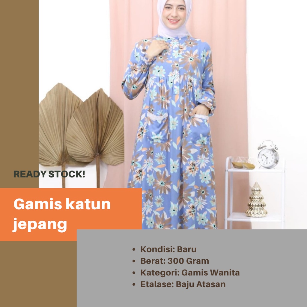 Gamis katun jepang premium Tebal Heffa / Terlaris gamis katun list polos rempel Bestseller New[I5E8]
