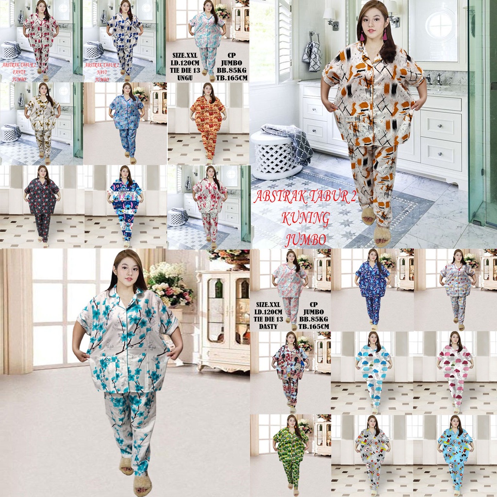 ISANNY PIYAMA SET SIZE.XXL/PIYAMA CP JUMBO ABSTRAK/STICH/BUNGA/PAKAIAN WANITA/REAL PICT