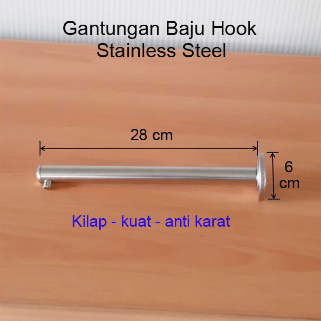 Gantungan Baju Hook 28cm Stainless Steel