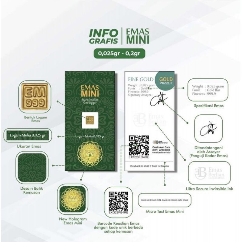 emas mini 0.025 gram logam mulia