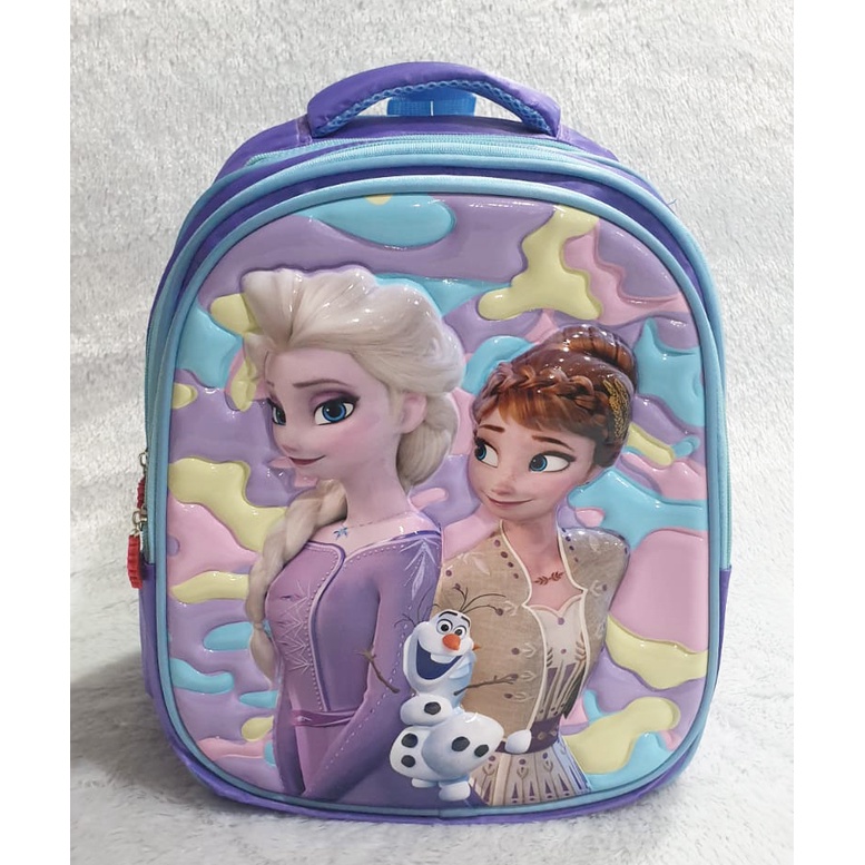 PROMO TTAS RANSEL ANAK SEKOLAH TK PEREMPUAN CANTIK GAMBAR PUTRI SALJU  DAN KUDA PONY TIMBUL GLOSSY 3Resleting IMPORT ( Lily 13&quot; )