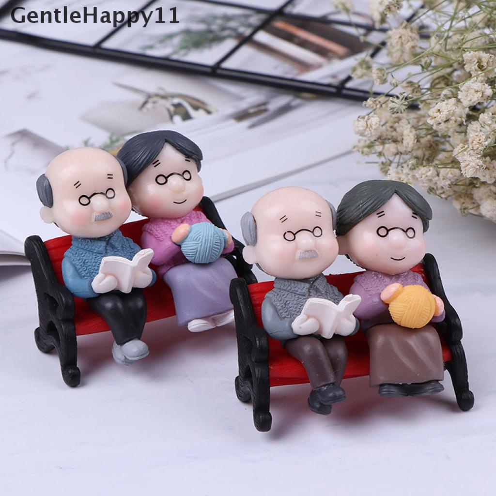 Gentlehappy 1 Set Miniatur Kakek Nenek Untuk Dekorasi Lansekap Mikro / Rumah Boneka