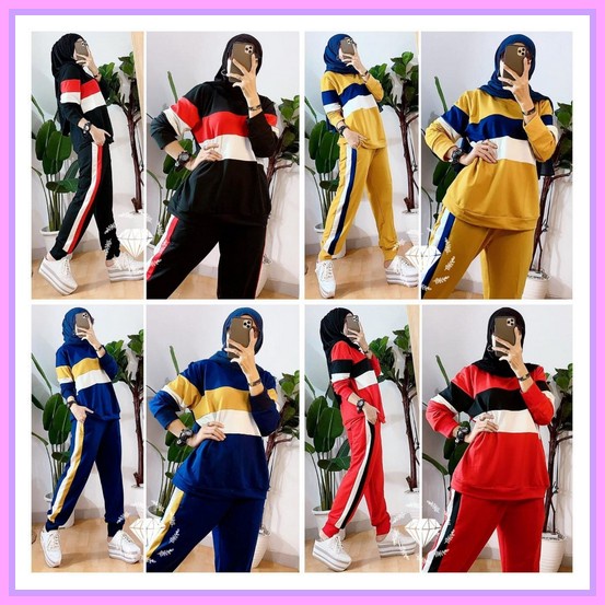 Nindy One Set Setelan Wanita Jumbo Baju Fashion Wanita Muslim Terbaru Set Iswari Jumbo L Xxxl / Sete