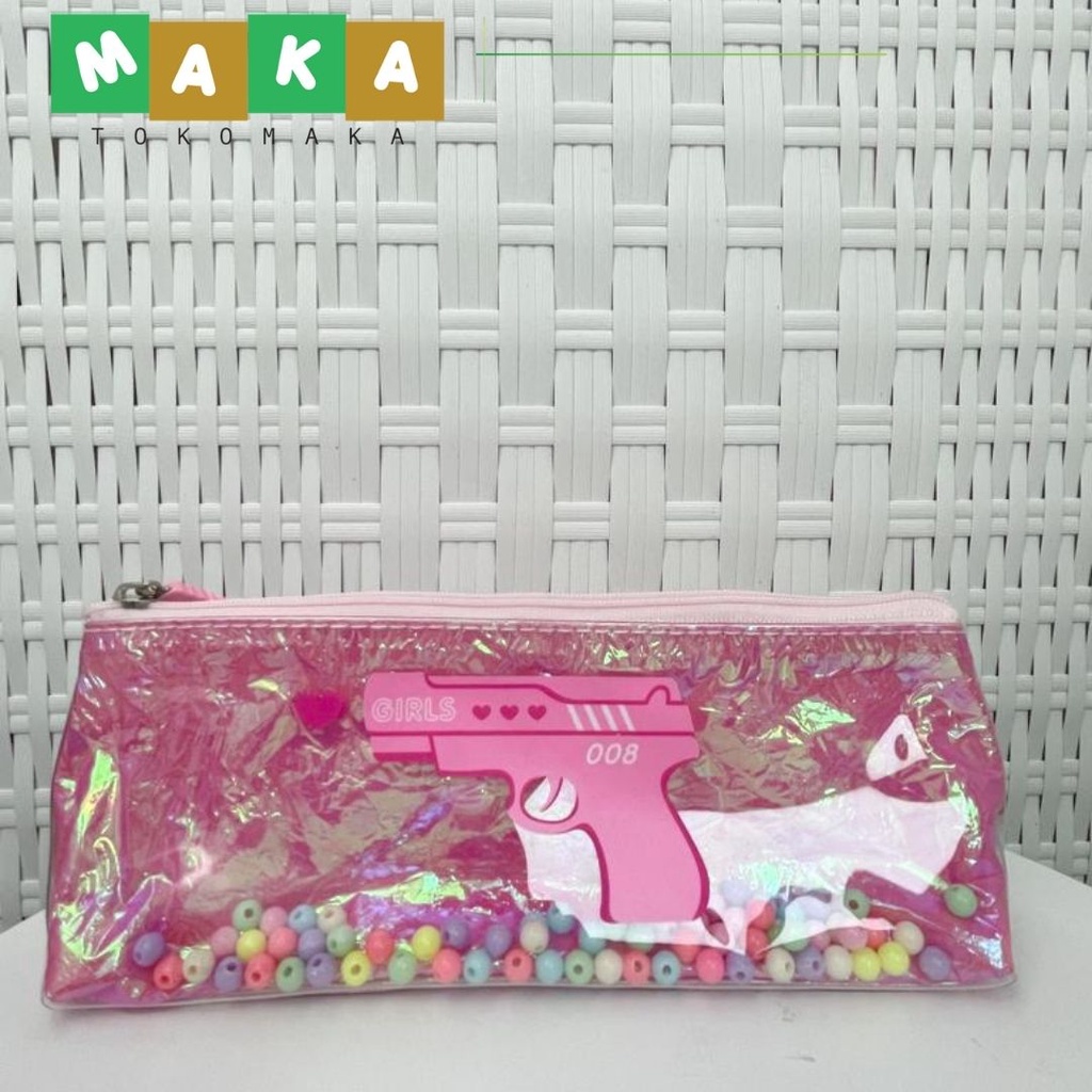 

kotak pensil pvc pistol mote plushie tempat pensil alat tulis penyimpanan alat tulis keperluan sekolah lucu murah import