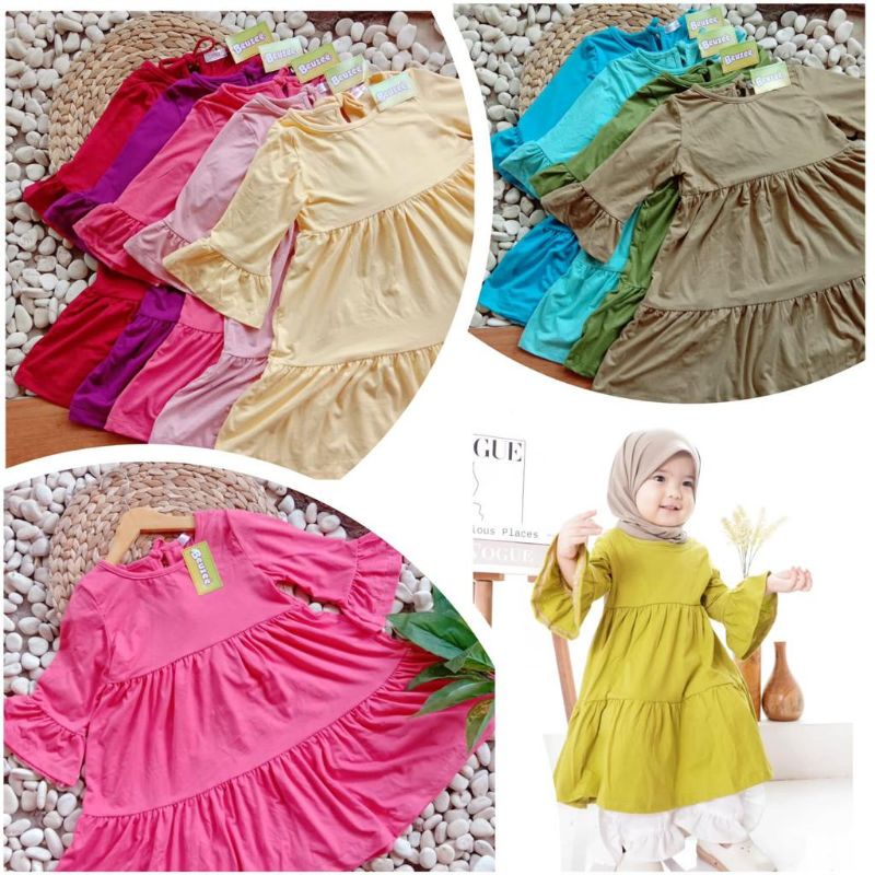 Vohara Dress Anak Lengan Balon BELLE DRESS BEUZEE 1-5 Tahun TUNIK ANAK Dress Anak Perempuan Lucu